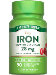 Nature's Truth iron bisglycinate bottle front showing the label for gentle daily support