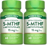 Nature's Truth L-Methylfolate 15mg bottle front with quick-release capsules for daily wellness.