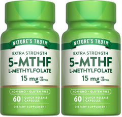Nature's Truth L-Methylfolate 15mg bottle front with quick-release capsules for daily wellness.