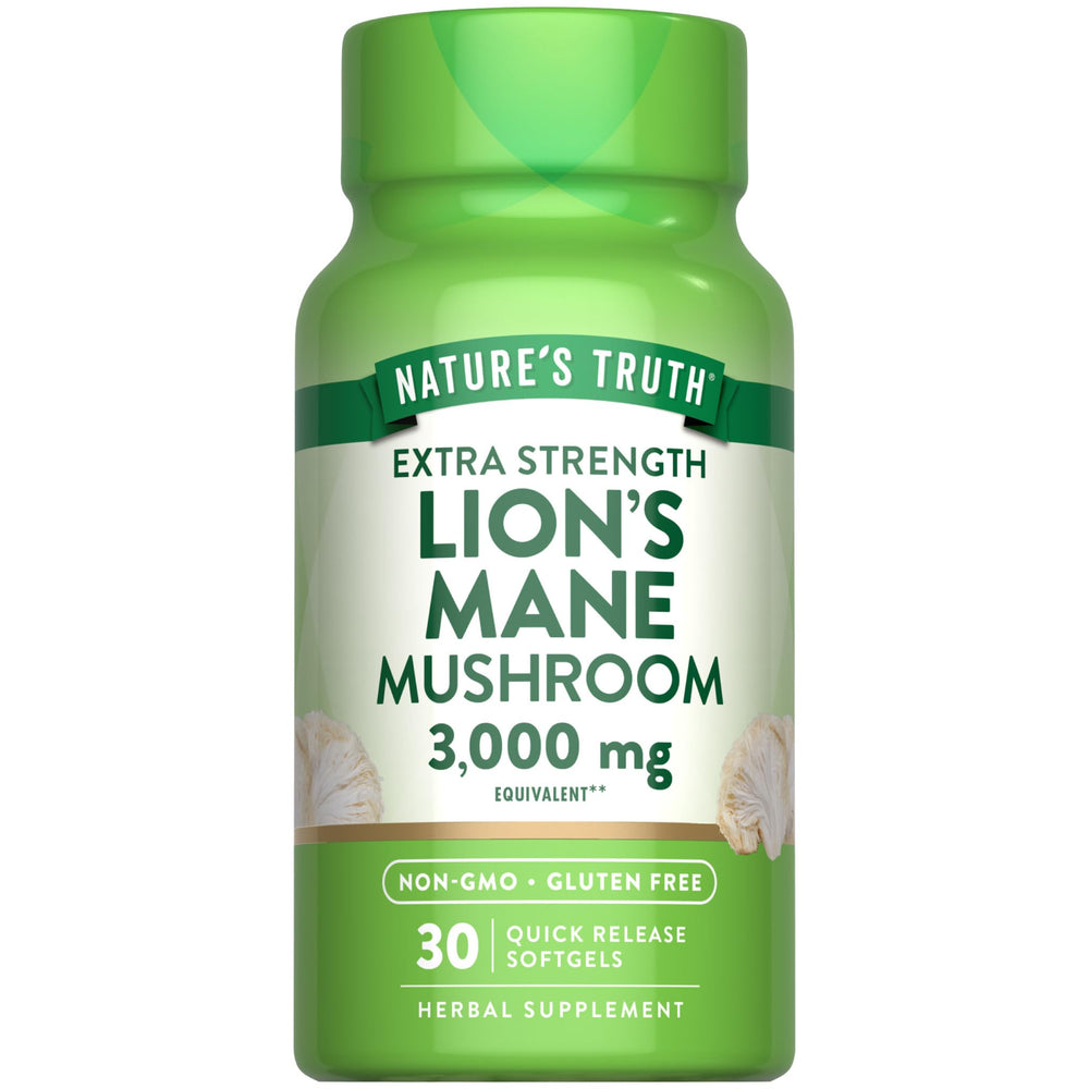 Nature’s Truth Lions Mane softgels bottle ready for daily supplement use.
