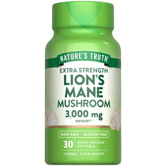 Nature’s Truth Lions Mane softgels bottle ready for daily supplement use.