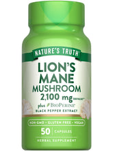 Nature's Truth Lions Mane bottle front shows high potency vegan capsules.