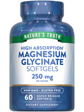 Nature's Truth magnesium glycinate softgels bottle front for daily mineral support.