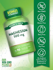 Nature's Truth Magnesium Oxide capsules highlight quick-release formula for easy daily nourishment.