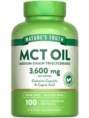 Nature's Truth MCT Oil Pills bottle front showing 3600mg for keto support.