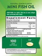 Nature's Truth mini fish oil softgels closeup, easy-to-swallow daily supplement.