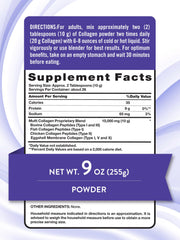 Nature's Truth Multi Collagen Peptide Powder scoop in tub for easy serving.
