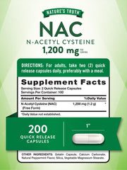 Closeup of Nature's Truth NAC capsules, two-per-day convenience.