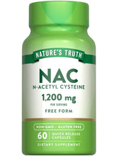 Nature's Truth NAC supplement bottle showing 1200 mg per serving for daily use.