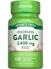 Nature's Truth Odorless Garlic 2400mg bottle highlights odor-free daily supplement.