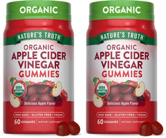 Nature's Truth Organic Apple Cider Vinegar Gummies front label for daily vegan wellness.