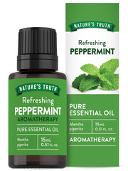 Nature's Truth Peppermint Oil 15ml bottle for pure aromatherapy diffusion.