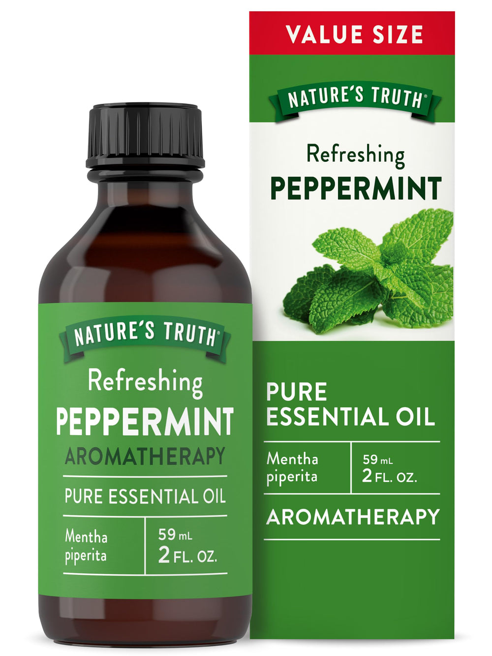 Nature's Truth Peppermint Essential Oil bottle for diffusing, refreshing aroma