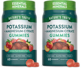 Nature's Truth potassium magnesium citrate gummies bottle front, vegan and gluten-free daily mineral supplement.