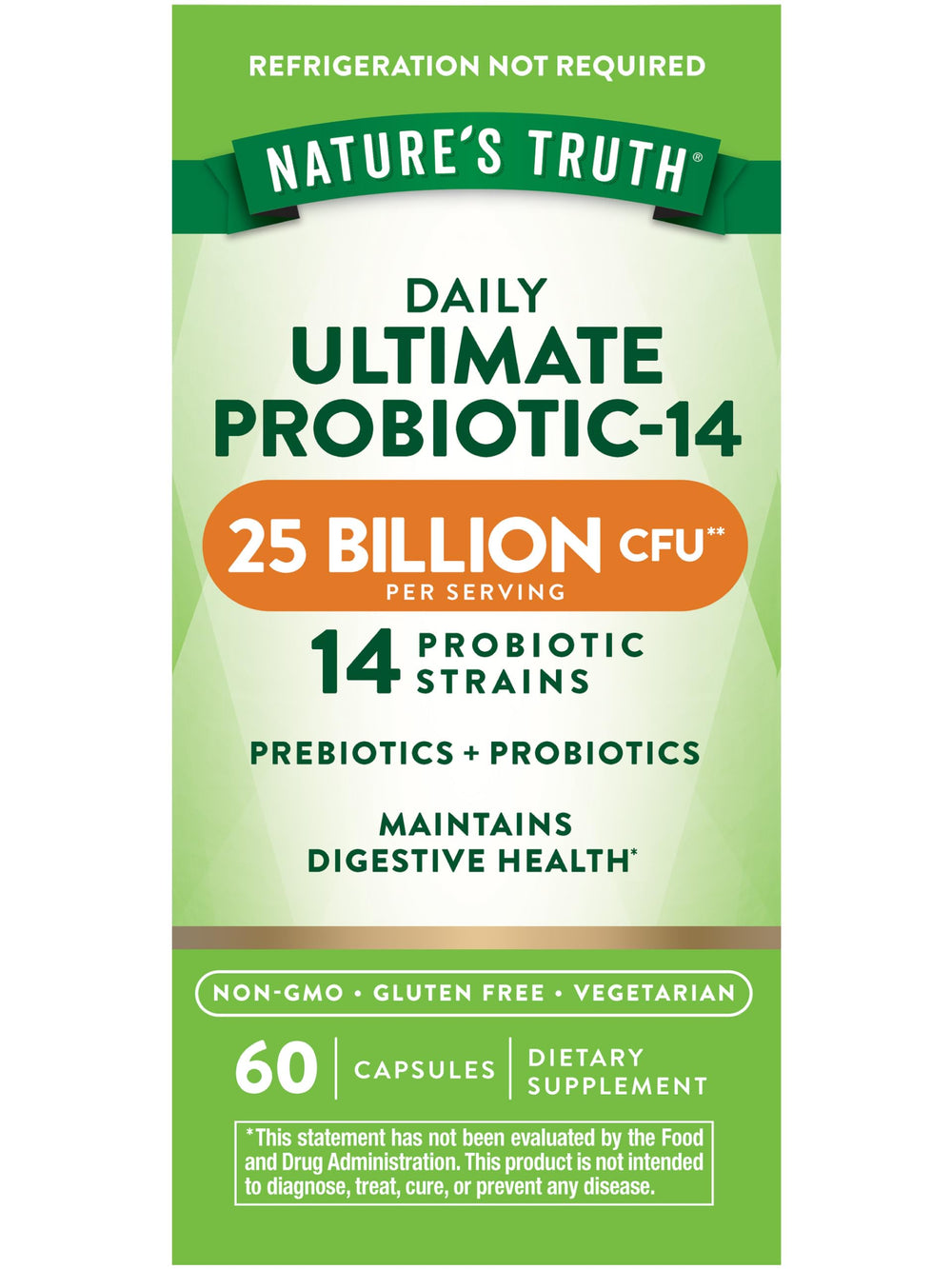 Nature's Truth probiotics bottle front for daily gut support and easy use.