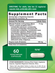 Nature's Truth probiotics capsules closeup showing 25 billion CFU and multiple strains.
