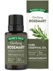 Nature's Truth rosemary essential oil bottle for diffusing a clarifying aroma.