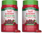 Nature's Truth Tart Cherry Gummies bottle front highlighting vegan, gluten-free chews.