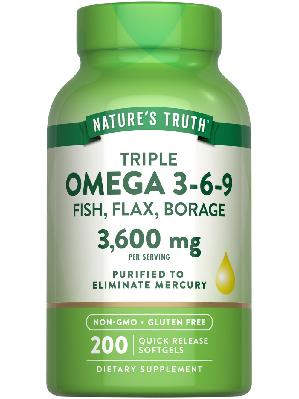 Nature's Truth Triple Omega 3-6-9 bottle front view for daily essential fatty acids