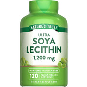 Nature's Truth Ultra Soy Lecithin 1200 mg bottle with softgels ready to take