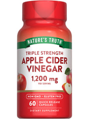 Nature's Truth vinagre sidra manzana cápsulas, botella, dosis de 1.200 mg para uso diario.