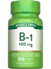 Nature's Truth Vitamin B1 100mg tablets closeup for daily energy support