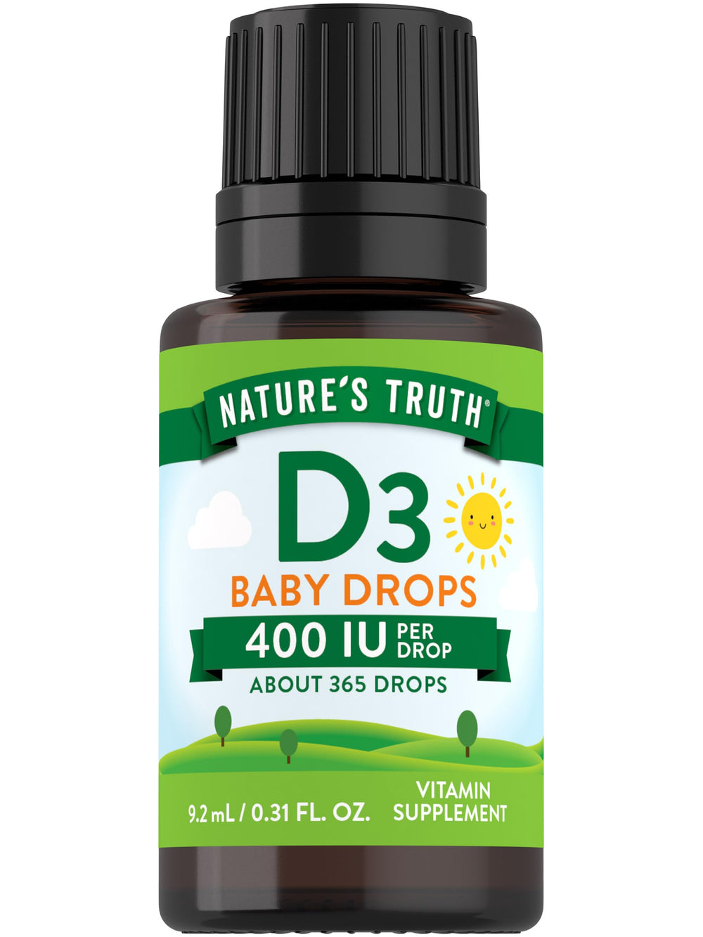 Nature's Truth Vitamin D Drops for Infants bottle front showing 400 IU per dose