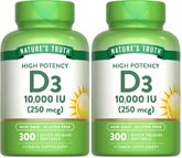 Nature's Truth Vitamin D3 10000 IU bottle front for daily wellness.