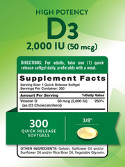 Close-up of Nature's Truth Vitamin D3 2000 IU softgels for easy daily intake.