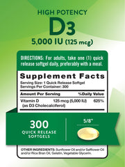 Close-up of Nature's Truth Vitamin D3 softgels in bottle