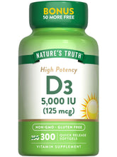 Nature's Truth Vitamin D3 5000 IU softgel bottle for daily wellness