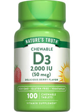 Nature's Truth vitamin D3 berry chewables front view for daily use
