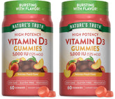 Nature's Truth Vitamin D3 Gummies peach bottle front, a tasty daily supplement option.