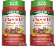 Nature's Truth vitamin D3 gummies bottle with peach mango flavor for daily convenience