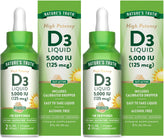 Nature's Truth Vitamin D3 Liquid bottle front view, 5000 IU, ideal for daily maintenance