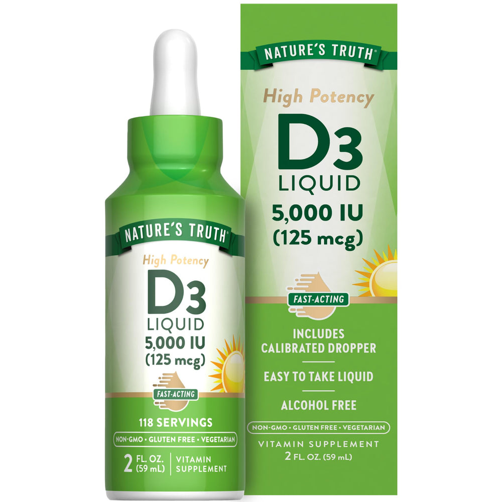 Nature's Truth Vitamin D3 Liquid bottle-hero for daily vitamin intake.