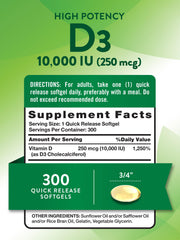 Nature's Truth Vitamin D3 softgels close-up showing quick-release capsules.