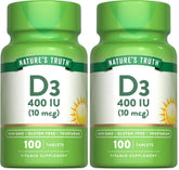 Nature's Truth Vitamin D3 tablets in bottle with 400 IU per serving for daily routine