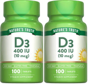 Nature's Truth Vitamin D3 tablets in bottle with 400 IU per serving for daily routine