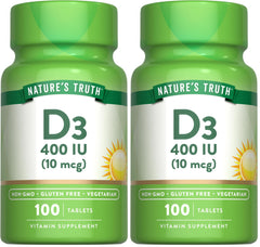 Nature's Truth Vitamin D3 tablets in bottle with 400 IU per serving for daily routine