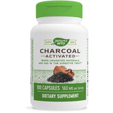 Nature's Way Activated Charcoal bottle with capsules for potential digestive support.