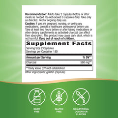 Nature's Way Activated Charcoal capsules close-up showing easy-to-swallow formula for everyday use
