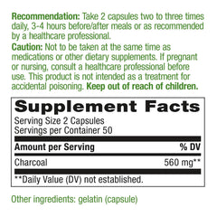 Nature's Way Activated Charcoal capsules ready to take for occasional gas support.