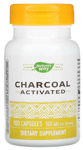 Nature's Way Activated Charcoal bottle front with capsules for digestive support