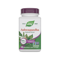 Nature's Way Ashwagandha bottle front highlights daily stress support.