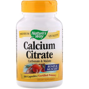 Nature's Way Calcium Citrate bottle image showing 500 mg per serving for bone health