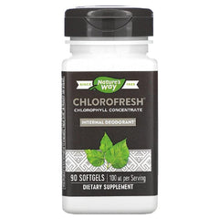 Nature's Way Chlorofresh softgels bottle front for internal deodorant support