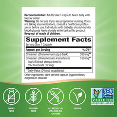 Nature's Way Cinnamon Premium Extract capsules ready to take with meals for daily support.