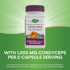 Nature's Way Cordyceps USA-grown label indicating quality and origin