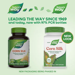 Nature's Way Corn Silk serving shows 3 capsules for 1,200 mg daily